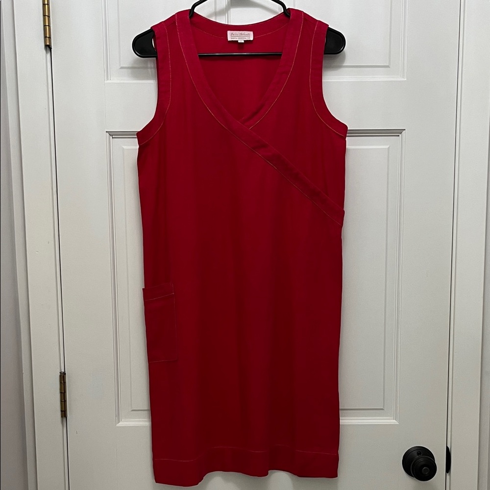 Basic Threads Linen Blend Cherry Red Sleeveless M… - image 1